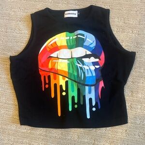 Rainbow lip tank top